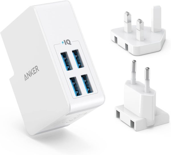 Anker Powerport 4 Lite Interchargeable Eu And Uk Plugs 4xusb-a 27w - IBSouq