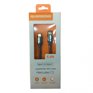RiverSong USB C to USB C Cable 1.8M Hercules C2 Black (CT40)