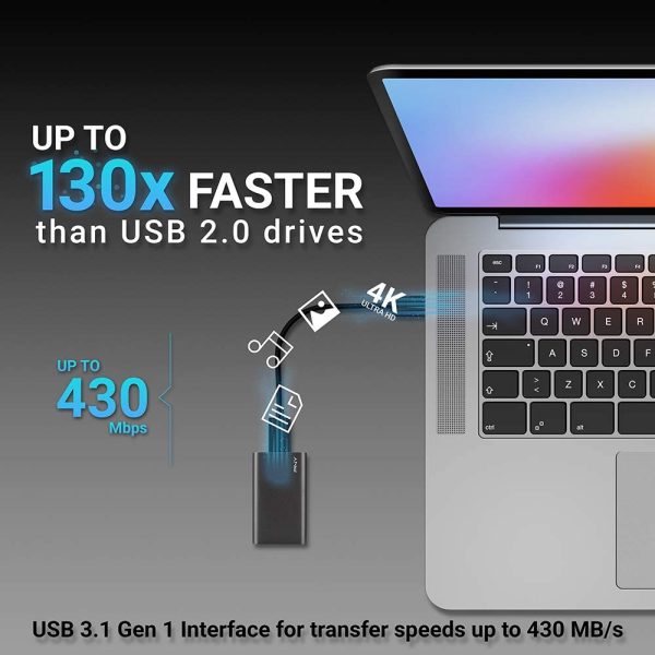 ⁦Pny Elite 480gb Usb 3.1 Gen 1 Portable Solid State Drive Ssd⁩ - الصورة ⁦4⁩