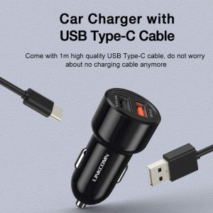 Linkcomn Fast Car Charger 30w with 1m Type-C Cable