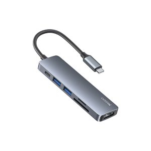Yesido Hub Adapter 6in1 Intelligent Hub Docking Station Usb-c To Tf/sd+usb3.0/2.0+pd (Hb11)