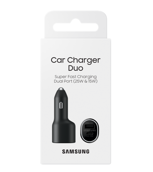 Samsung Car Charger Duo Super Fast Charging Dual Port 25w,15w Ep-l4020