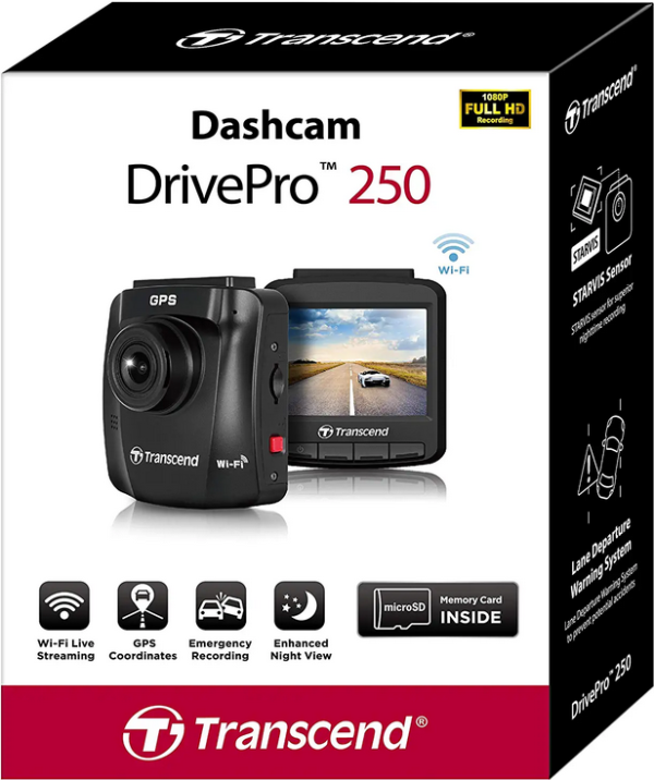 Transcend DrivePro 250 1080p Dash Camera with 32GB microSD Card