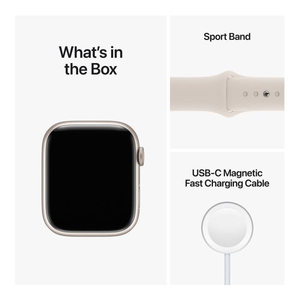 Apple Watch Series 8 GPS  Aluminum Case with Sport Band - 45mm M/L Starlight - Image 2