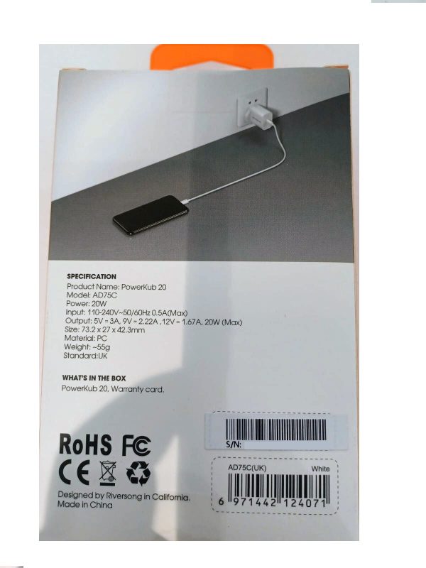 RIVERSONG PowerKub 20 Fast Wall Charger USB-C 20W White - Image 3