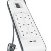 ⁦Belkin SURGE PROTECTOR 6 Outlets - 2 USB Ports⁩ - الصورة ⁦2⁩